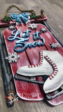 Load image into Gallery viewer, Sled Door Hanger File SVG, Christmas Holiday Winter Glowforge, LuckyHeartDesignsCo