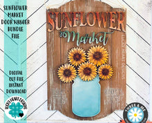 Load image into Gallery viewer, Sunflower Market Door Hanger Sign File SVG, Fall Glowforge, LuckyHeartDesignsCo