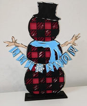 Load image into Gallery viewer, Patterned Standing Snowmen File SVG, Snowman Glowforge, LuckyHeartDesignsCo