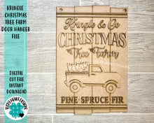 Load image into Gallery viewer, Kringle Christmas Tree Farm Door Hanger File SVG, Holiday Glowforge, LuckyHeartDesignsCo