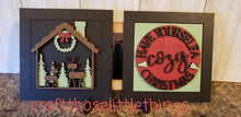 Load image into Gallery viewer, Rustic Christmas Interchangeable Leaning Sign File SVG, Cabin Holiday Tiered Tray Glowforge, LuckyHeartDesignsCo