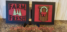 Load image into Gallery viewer, Rustic Christmas Interchangeable Leaning Sign File SVG, Cabin Holiday Tiered Tray Glowforge, LuckyHeartDesignsCo