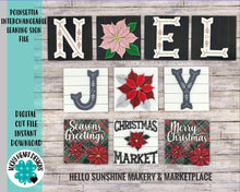 Load image into Gallery viewer, Poinsettia Interchangeable Leaning Sign File, Christmas, Holiday Glowforge, LuckyHeartDesignsCo
