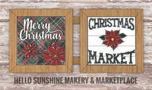 Load image into Gallery viewer, Poinsettia Interchangeable Leaning Sign File, Christmas, Holiday Glowforge, LuckyHeartDesignsCo
