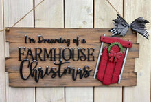 Load image into Gallery viewer, I'm Dreaming of a Farmhouse Christmas Door Hanger File SVG, Holiday Sign Glowforge, LuckyHeartDesignsCo