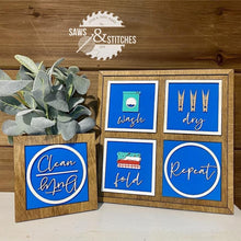 Load image into Gallery viewer, Laundry Leaning Ladder File SVG, Glowforge Tiered Tray, Wash Dry Fold, LuckyHeartDesignsCo