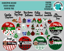 Load image into Gallery viewer, Holiday Door Hanger Bundle File SVG, Complete DIY KIT, Christmas Hanukkah Sign Glowforge, LuckyHeartDesignsCo