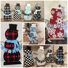 Load image into Gallery viewer, Patterned Standing Snowmen File SVG, Snowman Glowforge, LuckyHeartDesignsCo