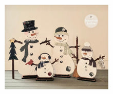 Load image into Gallery viewer, Standing Snowmen Family File SVG, Glowforge Snowman Winter Decor LuckyHeartDesignsCo
