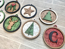 Load image into Gallery viewer, Farmhouse Round Christmas Ornament File SVG, Holiday glowforge, LuckyHeartDesignsCo