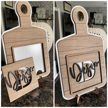 Load image into Gallery viewer, Cutting Board Interchangeable Leaning Sign File SVG, Personalized, Glowforge, LuckyHeartDesignsCo