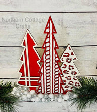 Load image into Gallery viewer, Standing Holiday Trees Centerpiece Complete DIY KIT File SVG, Christmas mantle decor, glowforge, LuckyHeartDesignsCo