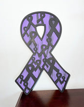 Load image into Gallery viewer, Awareness Ribbon Door Hanger File SVG, Cancer Fundraiser Glowforge, LuckyHeartDesigns