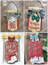 Load image into Gallery viewer, Sled Door Hanger File SVG, Christmas Holiday Winter Glowforge, LuckyHeartDesignsCo