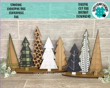 Load image into Gallery viewer, Standing Holiday Trees Centerpiece Complete DIY KIT File SVG, Christmas mantle decor, glowforge, LuckyHeartDesignsCo