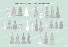 Load image into Gallery viewer, Standing Holiday Trees Centerpiece Complete DIY KIT File SVG, Christmas mantle decor, glowforge, LuckyHeartDesignsCo