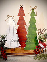 Load image into Gallery viewer, Standing Holiday Trees Centerpiece Complete DIY KIT File SVG, Christmas mantle decor, glowforge, LuckyHeartDesignsCo