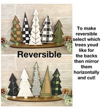 Load image into Gallery viewer, Standing Holiday Trees Centerpiece Complete DIY KIT File SVG, Christmas mantle decor, glowforge, LuckyHeartDesignsCo