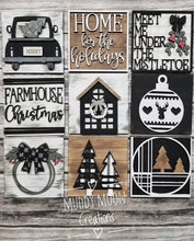 Load image into Gallery viewer, Farmhouse Christmas Interchangeable Leaning Sign File SVG, Holiday Tiered Tray Glowforge, LuckyHeartDesignsCo
