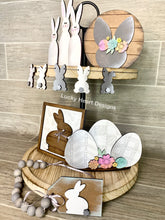 Load image into Gallery viewer, Farmhouse Bunny Easter Tiered Tray File SVG, Spring Glowforge Tier Tray, LuckyHeartDesignsCo