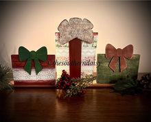 Load image into Gallery viewer, Standing Christmas Presents Centerpiece Complete DIY KIT File SVG, Holiday Hanukkah, Glowforge, LuckyHeartDesignsCo