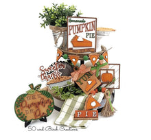 Load image into Gallery viewer, Pumpkin Pie Tiered Tray File SVG, Fall Tier Tray, Thanksgiving Glowforge, LuckyHeartDesignsCo