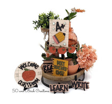 Load image into Gallery viewer, School Teacher Tiered Tray File SVG, Glowforge Tier Tray, Apple