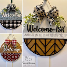 Load image into Gallery viewer, Patterned Door Hanger Bundle File SVG, Glowforge Sign, LuckyHeartDesignsCo