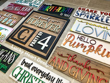 Load image into Gallery viewer, Rectangle Interchangeable Leaning Sign File SVG, Seasonal Home Sign, LuckyHeartDesignsCo