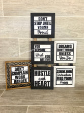 Load image into Gallery viewer, Hustle Quote Interchangeable Leaning Sign File SVG, Mom Boss, Motivational, Glowforge, LuckyHeartDesignsCo