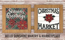 Load image into Gallery viewer, Poinsettia Interchangeable Leaning Sign File, Christmas, Holiday Glowforge, LuckyHeartDesignsCo