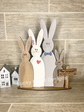 Load image into Gallery viewer, Standing Easter Bunny Family File SVG, Glowforge, LuckyHeartDesignsCo