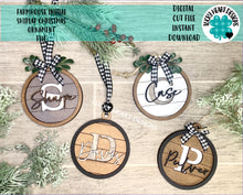 Load image into Gallery viewer, Farmhouse Shiplap Initial Christmas Ornament SVG file, Glowforge, Holiday Decor, LuckyHeartDesignsCo