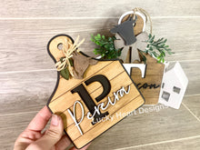 Load image into Gallery viewer, Cow Tag Farmhouse Initial Sign File SVG, Cutting Board, Tiered Tray, Glowforge, LuckyHeartDesignsCo