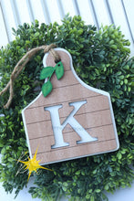 Load image into Gallery viewer, Cow Tag Farmhouse Initial Sign File SVG, Cutting Board, Tiered Tray, Glowforge, LuckyHeartDesignsCo