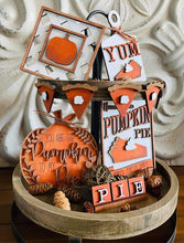 Load image into Gallery viewer, Pumpkin Pie Tiered Tray File SVG, Fall Tier Tray, Thanksgiving Glowforge, LuckyHeartDesignsCo