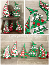 Load image into Gallery viewer, Funky Standing Christmas Trees File SVG, Whimsical Glowforge, LuckyHeartDesignsCo