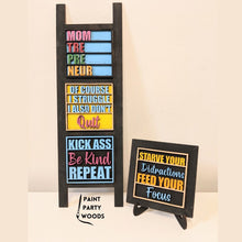 Load image into Gallery viewer, Hustle Quote Interchangeable Leaning Sign File SVG, Mom Boss, Motivational, Glowforge, LuckyHeartDesignsCo