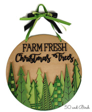 Load image into Gallery viewer, Round Christmas Tree Farm Door Hanger File SVG, Holiday Glowforge, LuckyHeartDesignsCo
