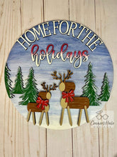 Load image into Gallery viewer, Home For The Holidays Rustic Christmas Door Hanger Sign File SVG, Glowforge, LuckyHeartDesignsCo