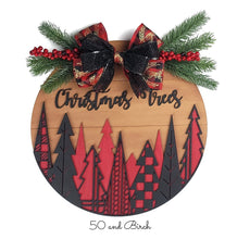 Load image into Gallery viewer, Round Christmas Tree Farm Door Hanger File SVG, Holiday Glowforge, LuckyHeartDesignsCo