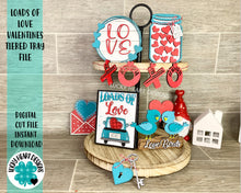 Load image into Gallery viewer, Loads Of Love Valentines Tiered Tray File SVG, Tier Tray Glowforge, LuckyHeartDesignsCo