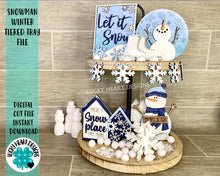 Load image into Gallery viewer, Snowman Winter Tiered Tray File SVG, Glowforge Tier Tray, LuckyHeartDesignsCo