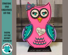 Load image into Gallery viewer, Valentines Standing Owl Kit File SVG, Glowforge