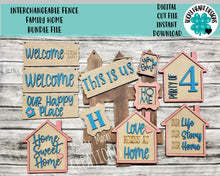 Load image into Gallery viewer, Interchangeable Fence Family Home Bundle File SVG, Glowforge, LuckyHeartDesignsCo