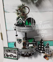 Load image into Gallery viewer, Farmhouse Christmas Tiered Tray File SVG, Holiday Truck Tier Tray Glowforge, LuckyHeartDesignsCo