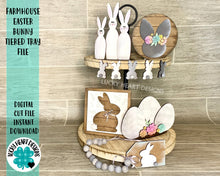 Load image into Gallery viewer, Farmhouse Bunny Easter Tiered Tray File SVG, Spring Glowforge Tier Tray, LuckyHeartDesignsCo