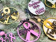 Load image into Gallery viewer, Cancer Awareness Fundraiser Ornament File SVG, Christmas, Ribbon, Glowforge, LuckyHeartDesignsCo