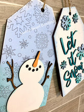 Load image into Gallery viewer, Christmas Winter Door Tag File SVG, Glowforge Holiday Wreath, LuckyHeartDesignsCo