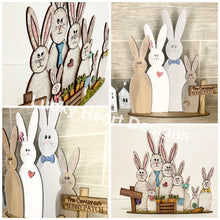 Load image into Gallery viewer, Standing Easter Bunny Family File SVG, Glowforge, LuckyHeartDesignsCo